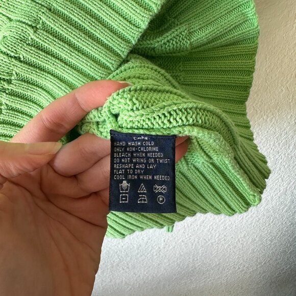 Vintage Ralph Lauren Sweater Womens Size M Green Cable Knit 100% Cotton Pullover - Picture 6 of 8